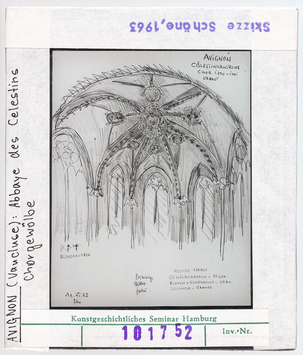 Vorschaubild Avignon: Abbaye des Célestins, Chorgewölbe, Skizze Wolfgang Schöne 1963 